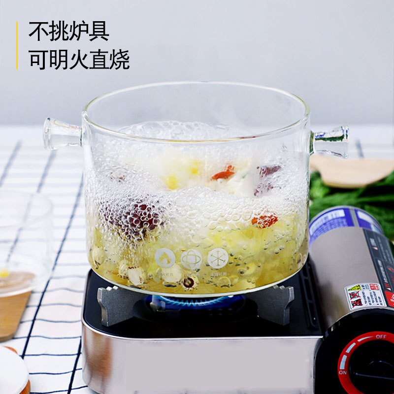 Household Transparent Glass Soup Pot Kitchen Heat-resistant Porridge Pot Home Glass Bowl Kitchen Cooking Tools