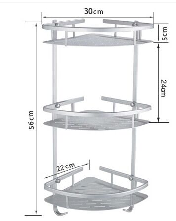 Aluminium Badkamer Plank 1/3Tiers Bad Douche Plank Bad Shampoo Houder Mand Houder Hoekplank Chrome Badkamer produc