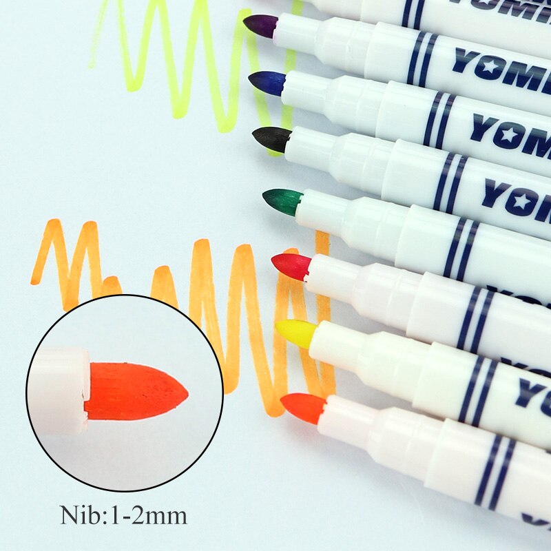 YOMIXMAX DIY Textil Gemalt Marker Stift 8/12 Farben Gekritzel Hand Malerei Pinsel T-Shirt/Kleidung/Tasche/Schuh Färbung färben Graffiti