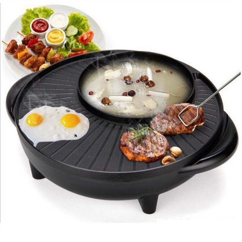 2 In 1 Barbecue Pot Elektrische 1700W 220V Multifunctionele Home Party Non Stick Bbq Grill pan