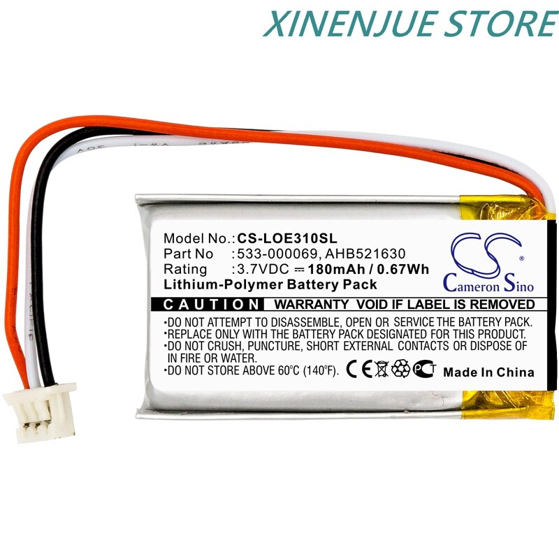 CS Battery 180mAh for Logitech UE310,UE3500,UE4500,G Pro Wireless,G502,G304,MX Vertical,G703 Lightspeed,H600,A-00031