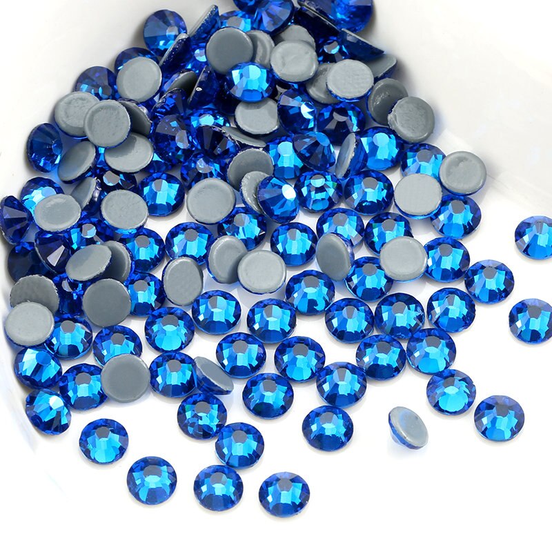 SS16-SS30 (3.8Mm-6.5Mm) blauwe Zirkoon/Capei Blauw Iron Op Flat Back Kristallen Steen Hotfix Steentjes