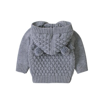Pasgeborenen Hooded Trui Baby Jongens Meisjes Gebreide Pom Bal Winter Jassen Warme Jassen Gebreide Uitloper Lange Mouwen Kleding 3- 24M A20: Grijs / 6m