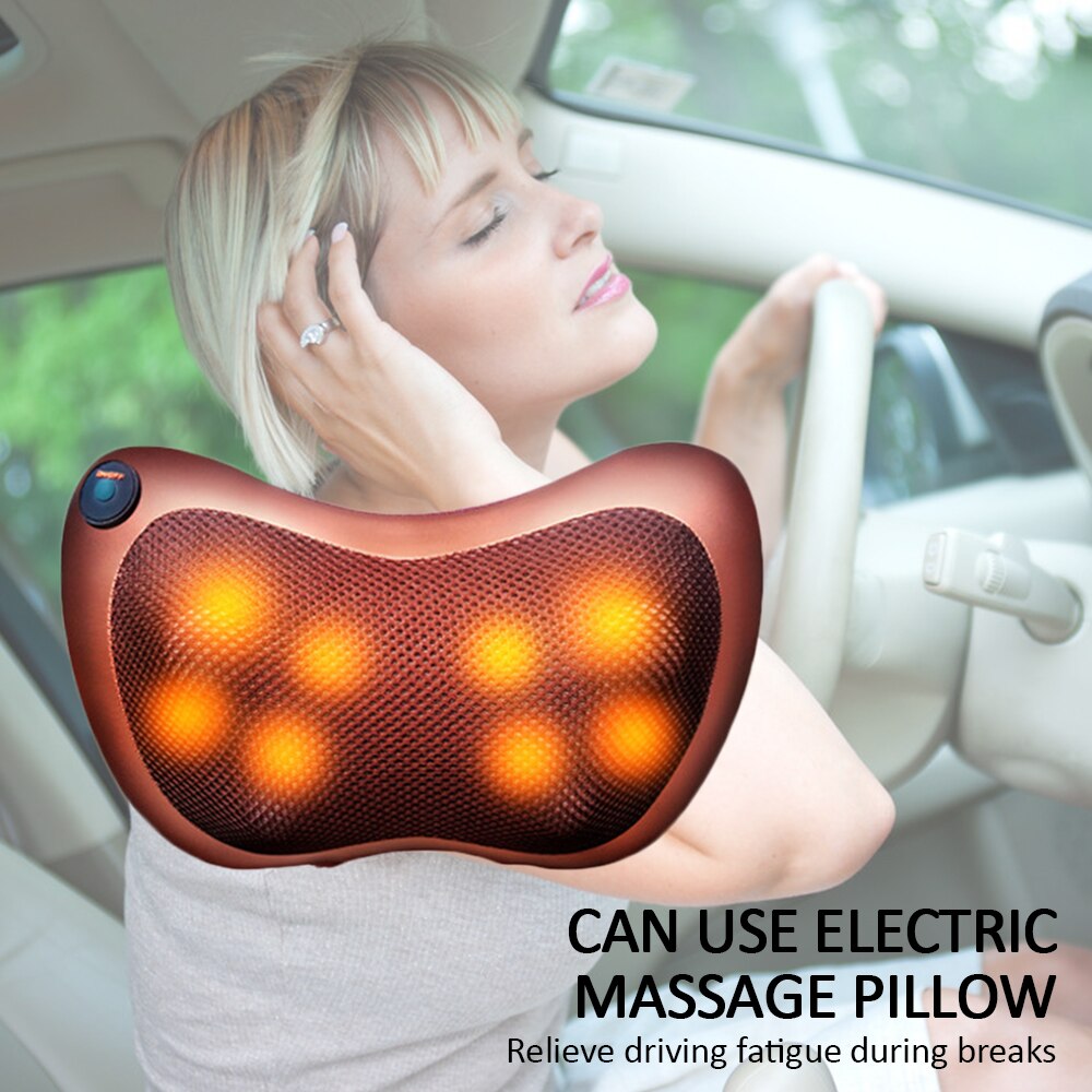 Multi-Functional Electric Pillow Shoulder BackVibrator Heating Kneading Infrared therapy pillow shiatsu for car and home: US Plug / 8 head