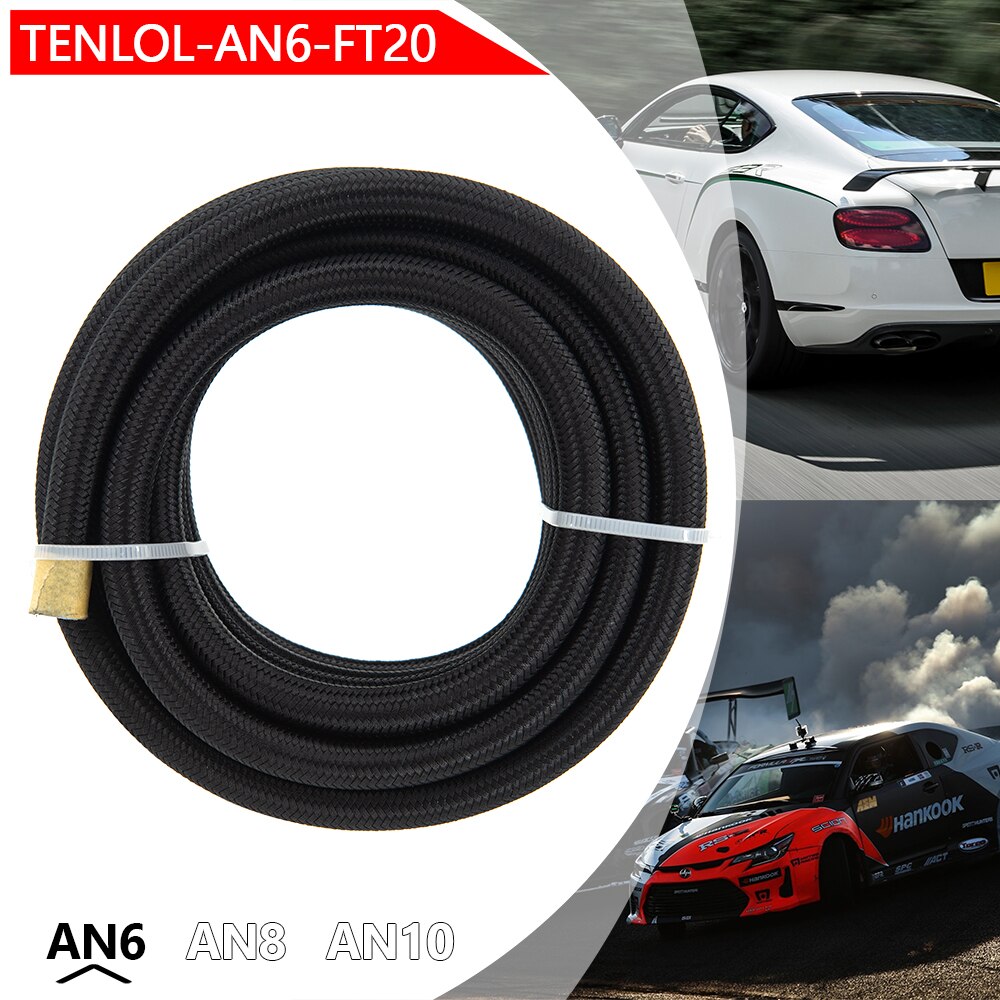 10/20 meter 3m/6m an6 an8 an10 ptfe oljedrivstoffslange med nylonflettet innside av ptfe