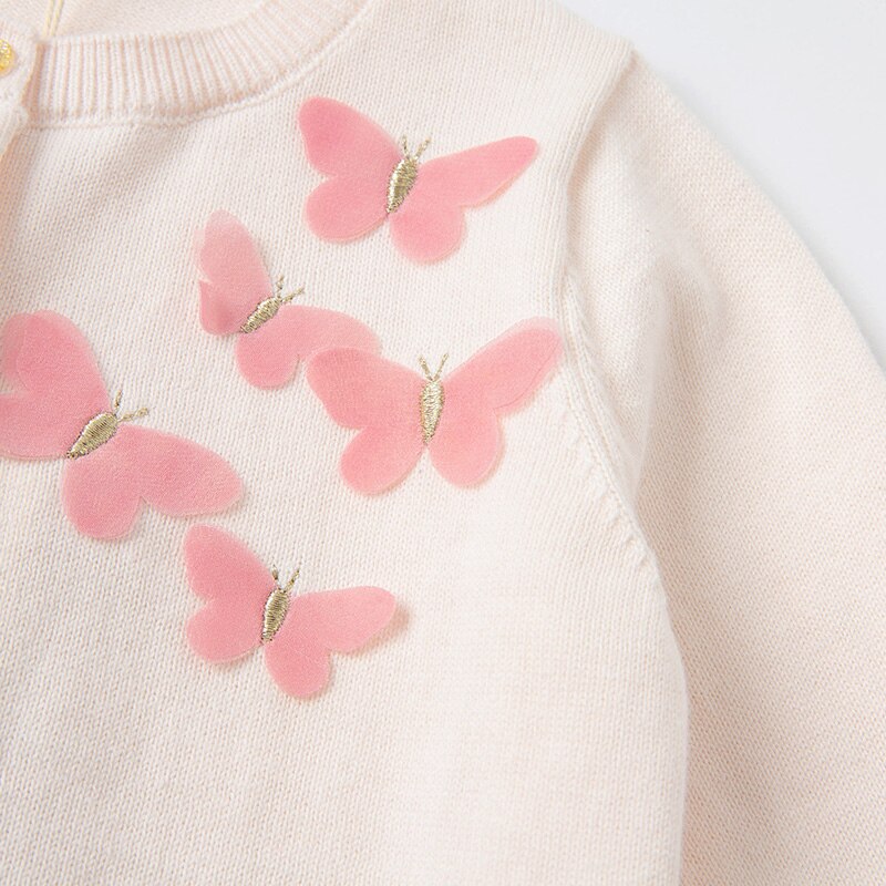 DB16715 dave bella primavera neonate moda cartoon appliques cardigan cappotto per bambini cappotto per bambini maglione lavorato a maglia carino