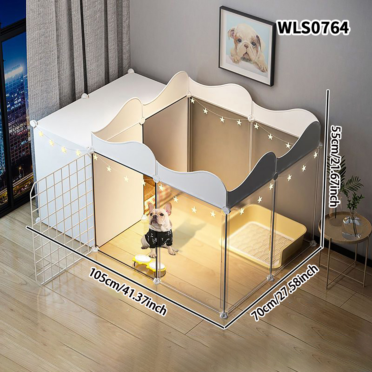 Valla para mascotas, puerta de aislamiento para perros, jaula para perros, barandilla de hierro para perros de tamaño pequeño, Perrera interior de peluche, valla para el hogar, jaula para perros: Azul marino