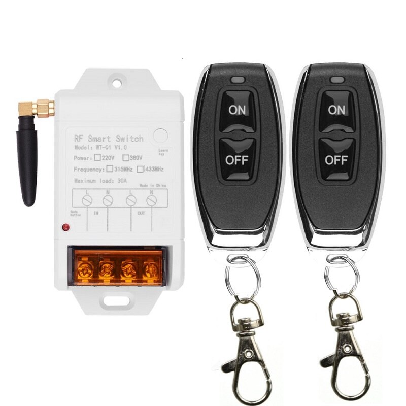 Industrial AC 220V 380V 1CH 30A Wireless Remote Control Switch Receiver + Transmitter For Water Pump LED Light Garage Door: GRAY
