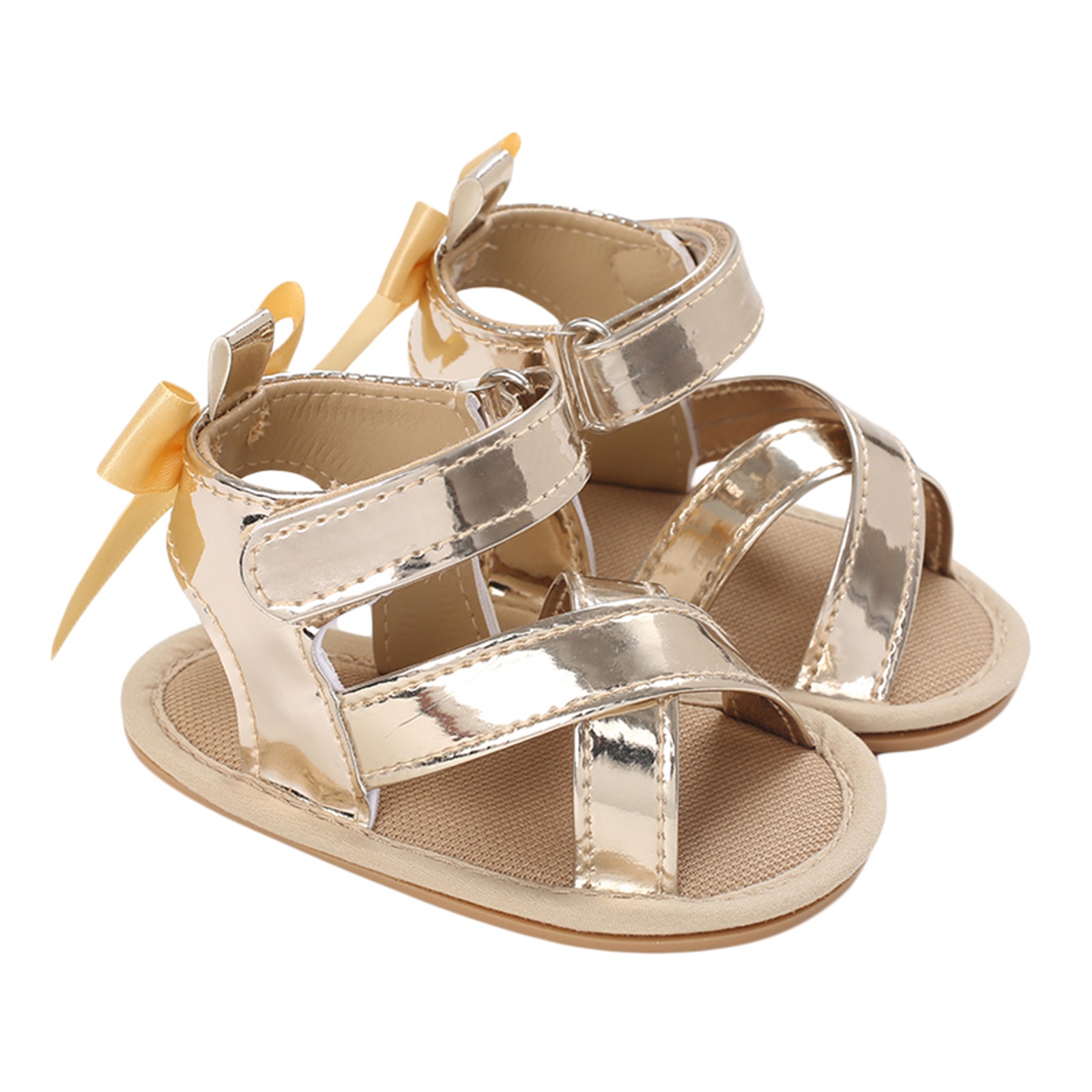 Baby Meisje Sandaal Schoenen Zuigelingen Anti-Slip Thuis Patch Kleur Lederen Sandbeach Casual Party Sandalen Baby Schoenen 0-18Months: A / 0-6 months