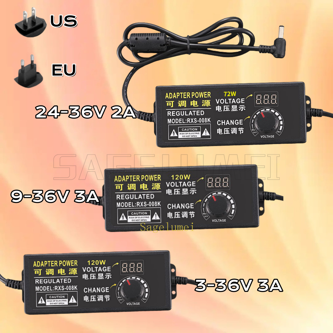 AC Verstelbare Display Voeding 3 V-36 V 3A 24-36 V 2A Met US/EU Plug Connect Universele Power Adapter Verstelbare AC toDC Dimmer