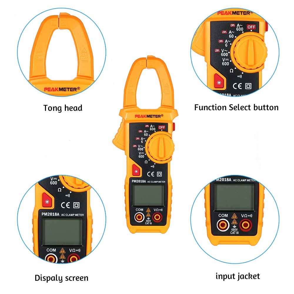 AC Clamp Meter 2000 Counts LCD Diaplay Digital Multimeter AC/DC Voltage AC Current Resistance Continuity Measurement Tester