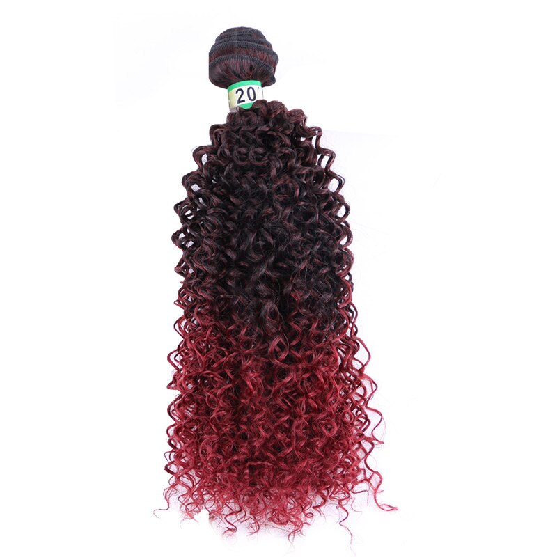 FSR 100 Gram/pcs Ombre Kinky Curly Hair weaving Wine Red synthetic hair bundle: M1-Bug / 18 inches 1 piece