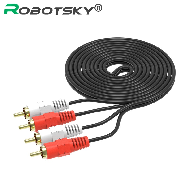 Robotsky 2RCA Male Naar 2 Rca Male Audio Video Kabel Rca Audio Splitter Kabel Voor Dvd Geluid Tv Box Luider 1.5M 3M 5M