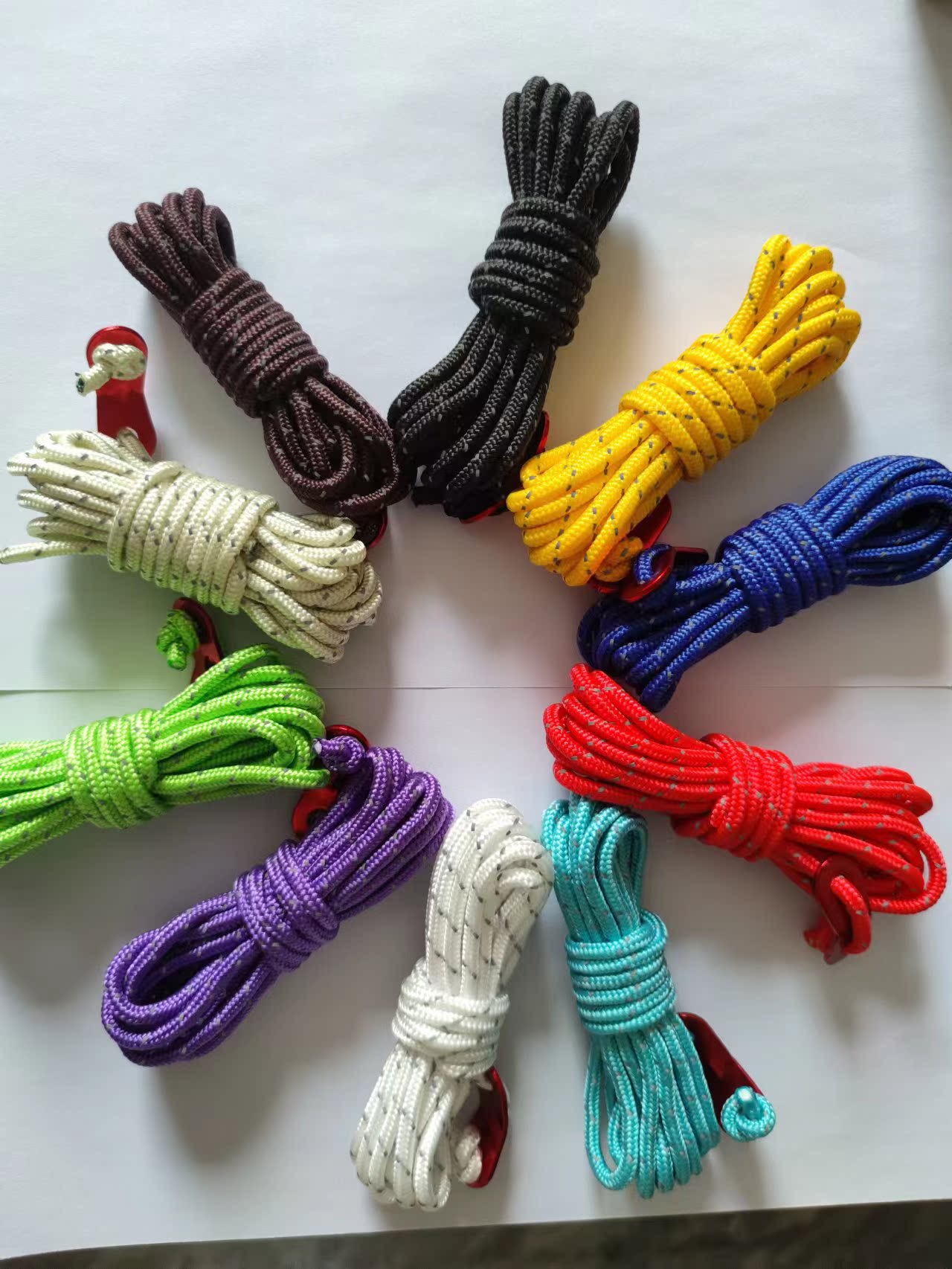 4m slitstarka tältrep lysande högreflekterande tältrep med spänne multifunktionellt robust tältrep för utomhusbruk/strand/camping