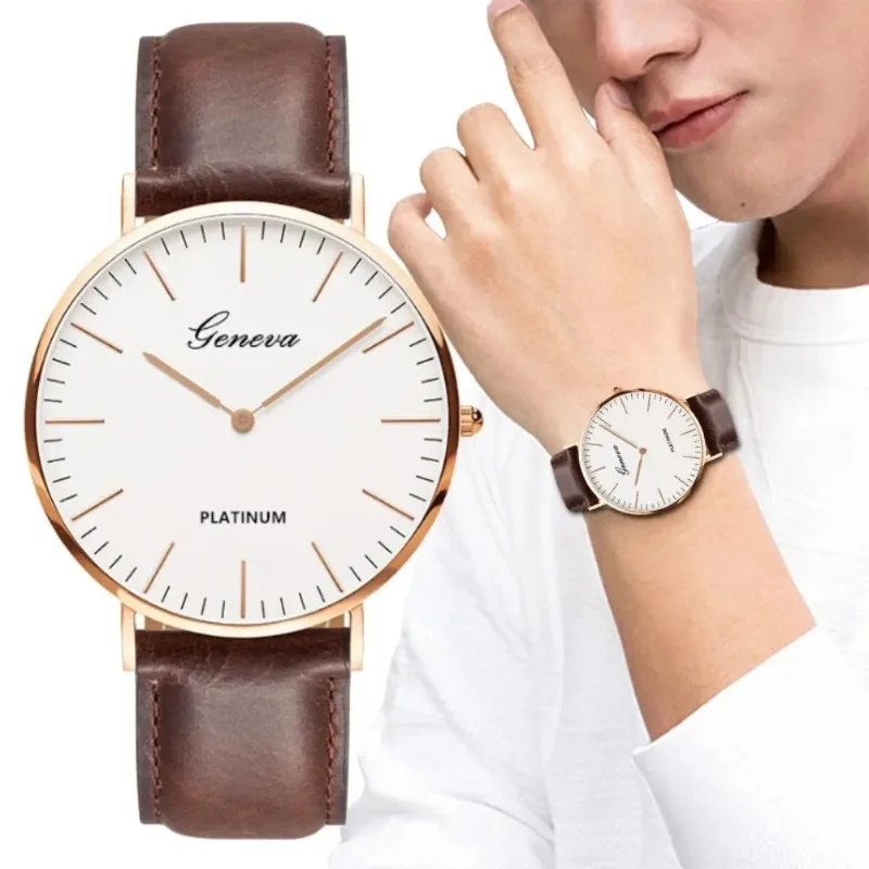 reloj para hombre, relojes ultrafinos informales a la , reloj de pulsera de cuarzo de cuero de negocios sencillo para hombre, reloj Masculino de lujo