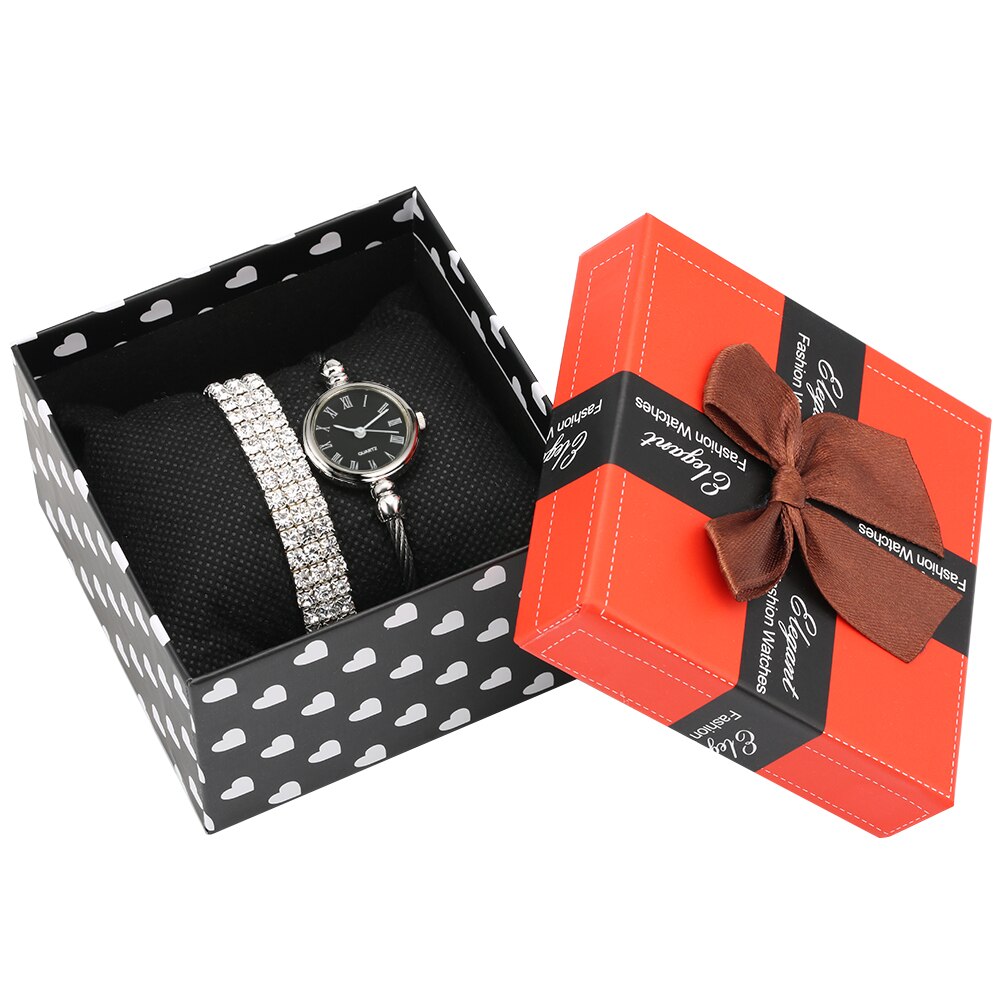 Frauen Uhren Armreif & Armbinde Uhr einstellen Kleine Zifferblatt Stahl Armreif Uhr Armbinde Luxus Damen Relgio Feminino
