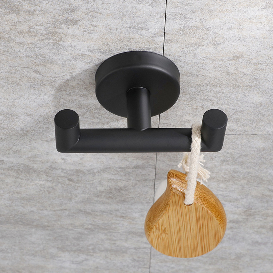 Dubbele wandhaak zwart geborsteld goud roestvrij staal metaal toilet keuken slaapkamer badkamer haken kleding handdoek opslag hangend
