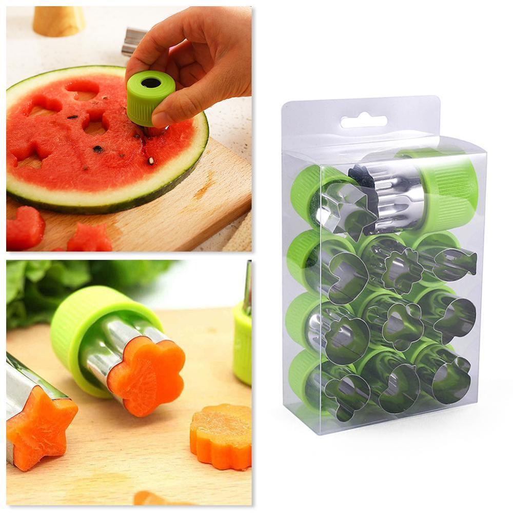 12Pcs/set Vegetable Fruit Cutter Mold Flowers Cartoon Mold Stainless Steel Biscuit Cake Tools Cutting Shape Cookie Cutter B7T1