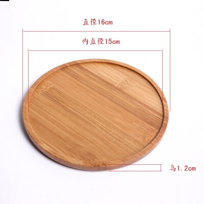 Red pottery flowerpot tray red clay tray pot holder pot base water tray round tray: Round bamboo large