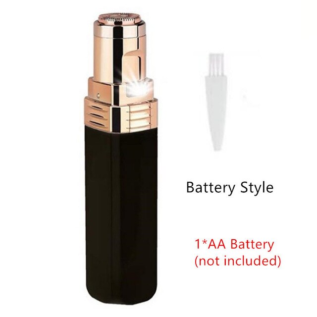 Draagbare Vrouwen USB Oplaadbare Elektrische Epilator Pijnloze Ontharing Voor Body Depilator Lipstick-shape Nek Been Scheren Tool: Black