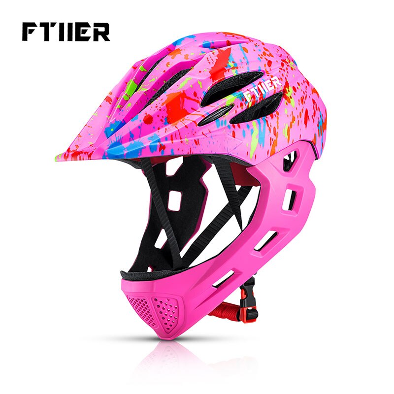 Casque de cyclisme pour enfants, intégral du visage, amovible, pour vtt, descente, équipement de sécurité: pink graffiti