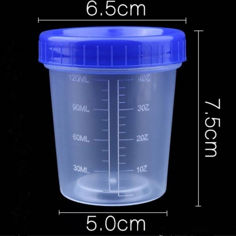 25pcs 120ml Disposable Measuring Cups with Lid Transparent Specimen Cup