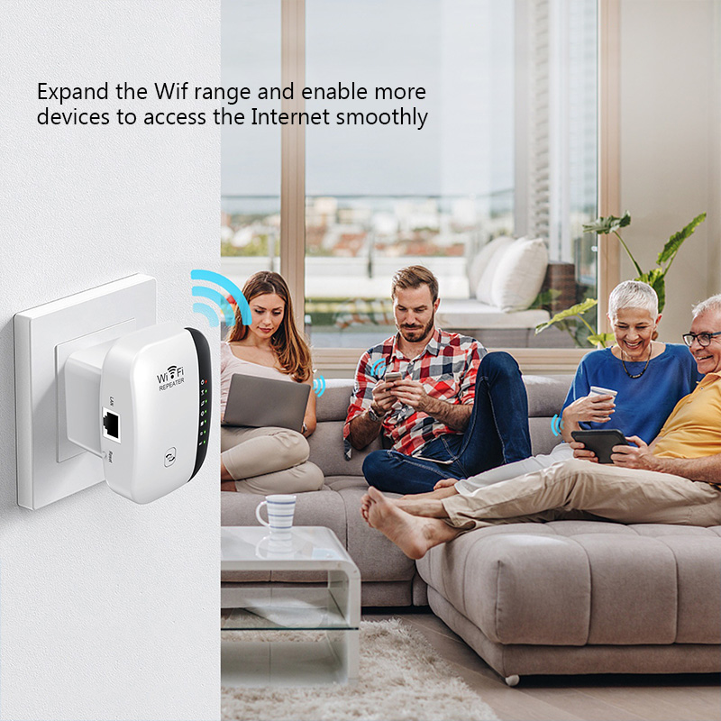 300m Wifi Repeater US EU Plug Signal Amplifier Extended Network Enhancer Home Router Through The Wall Bedroom Receive Moving