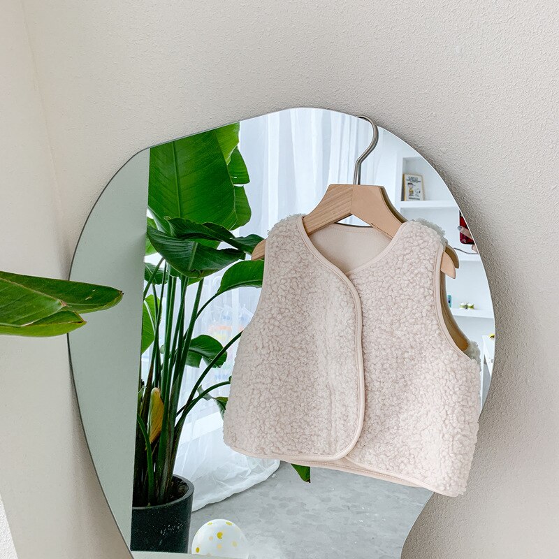 Herfstmeisjes warme fleece vest kinderen snoepkleurige vesten kindervest: Beige / 5