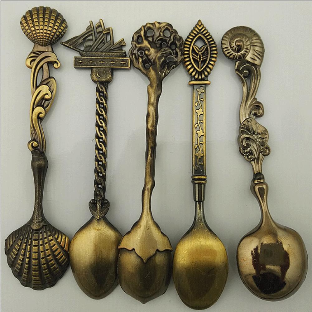 5Pcs Shaped Stainless Steel Coffee Spoon Spoons Ice Cream Spoon Set