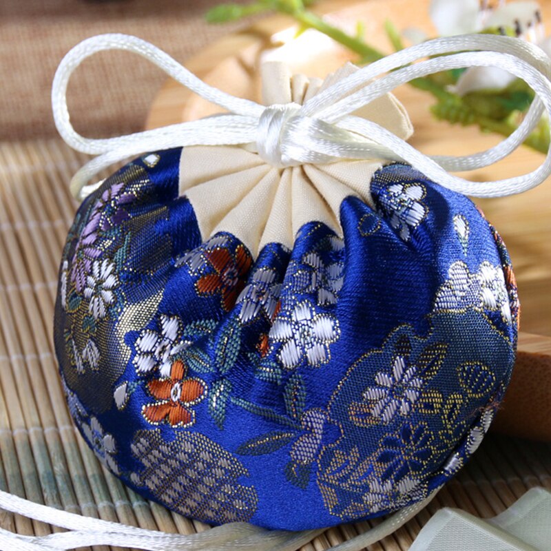 Palace Sachet Brocade Beam Hanfu Accessories Retro Embroidery Storage Bag Flower Pattern Temperament Jewelry Bag: royal blue