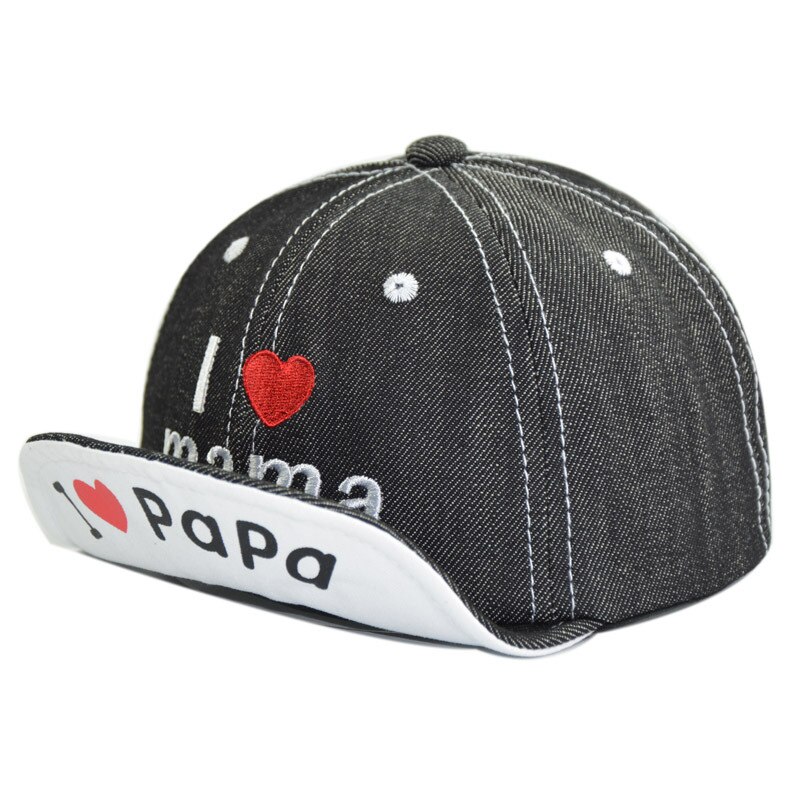 Gorra de béisbol I Love mama Youth para bebé, gorras de tela vaquera para niño, sombrero para el sol de otoño, gorra de algodón para niño de 1 a 4 años, accesorios para bebé: Black