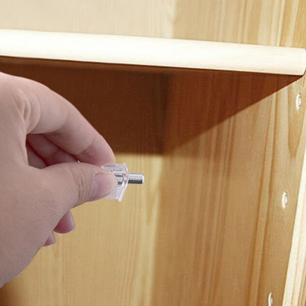 Support d'étagère transparent blanc avec goupille métallique, quincaillerie de support de planche, chevilles en plastique, filetage de goujon, accessoires de meubles, 5mm, 10 pièces