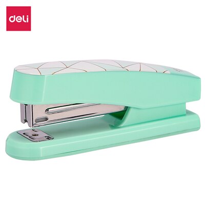 DELI -grapadora de Oficina N ° 12, grapadora de media tira, y 26/6 24/6, grapadora suave, papelería, suministros de oficina, grapas E0402F: Green