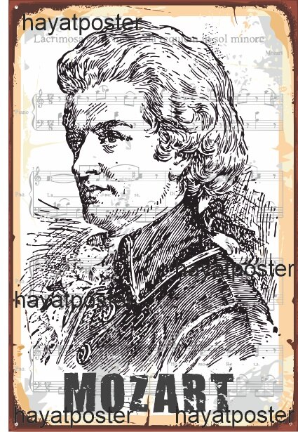 Mozart Retro Vintage Houten Poster 444845338