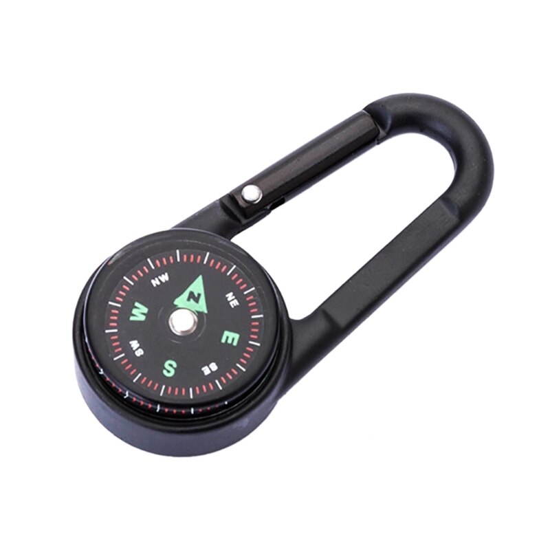 Camping Climbing Hiking 3-in-1 Compass Carabiner Thermometer Snap Hook Keychain Outdoor Survival Tools: compass