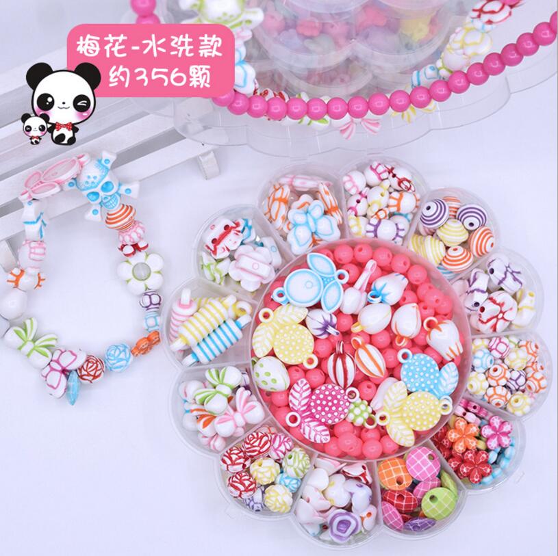 Kids Diy Handgemaakte Kralen Speelgoed Gemengde Losse Spacer Bedels Kralen Set Acryl Plastic Bead Case Ketting Armband: 356pcs