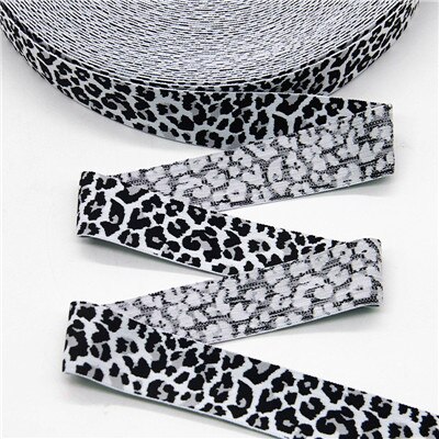 Leopardprint elastikbånd 25mm 40mm elastikbånd tøjposer bukser elastikbånd stropper diy sytilbehør 1m: Sort hvid / 40mm