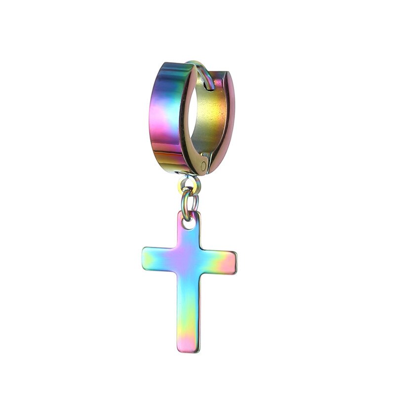 Harajuku Mode Kruis Oorbellen Punk Cool Egirl Meisje Cross Chain Hanger Oorbellen Voor Vrouwen Mannen Bff Straat Hip Hop Sieraden: colorful