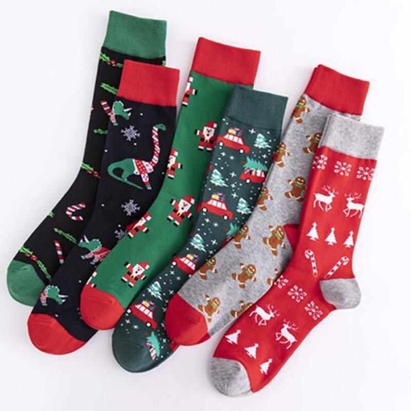 Winter Christmas Socks Warm Breathable Cotton Socks With Pattern Funny Cartoon Socks Christmas For Men