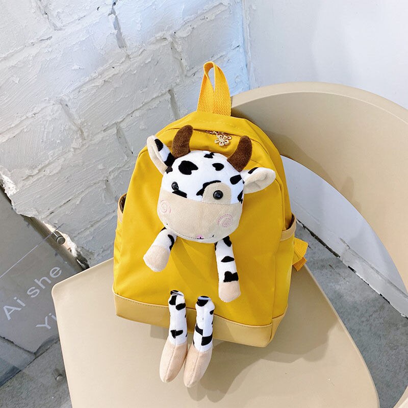Oxford sacos de escola das crianças do jardim de infância mochilas dos desenhos animados da criança sacos de livro bonito vaca mochila escolar para o bebê meninas meninos: YELLOW