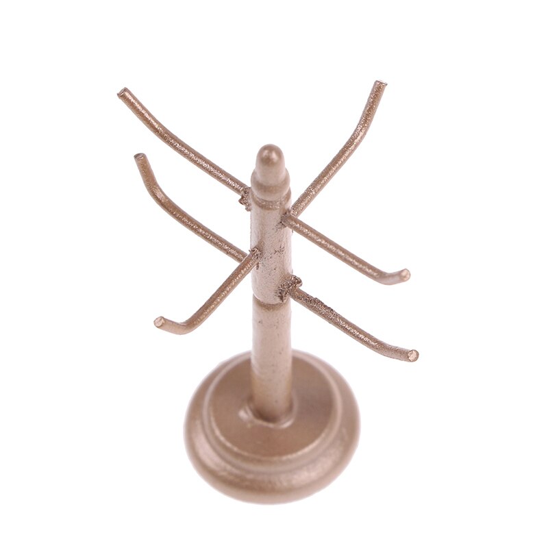 1PCS Dining Room Bar Furniture Decoration Without Cup Mini Dollhouse Wine Cups Wooden Rack Stand Holder Doll House Miniature