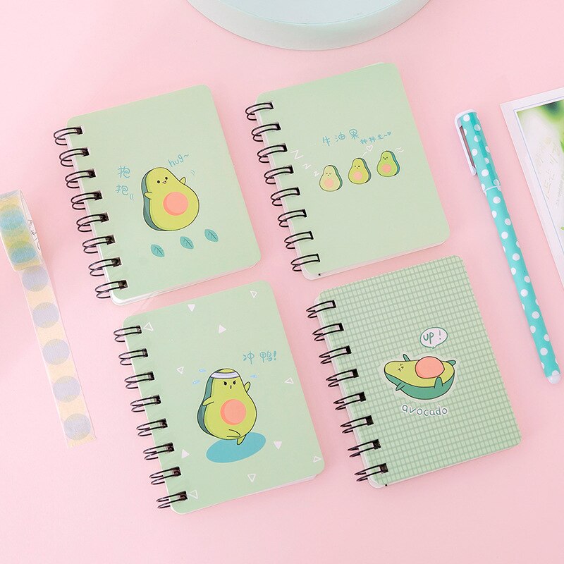 A7 Schattige Leuke Avocado Notebook Rollover Mini Draagbare Coil Notepad Dagboek Boek Oefenboek School Office Supply