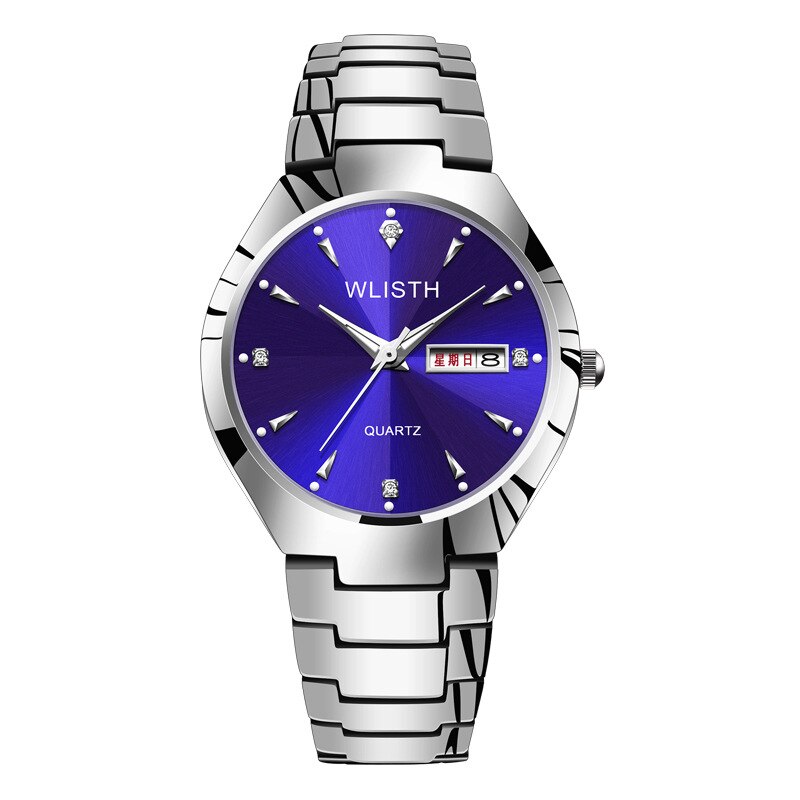 Lover Horloges Paar Horloge Goud Heren Staal Quartz Dubbele Kalender Lichtgevende Waterdichte Mode Horloge Cadeau Voor Meisje: Men 4