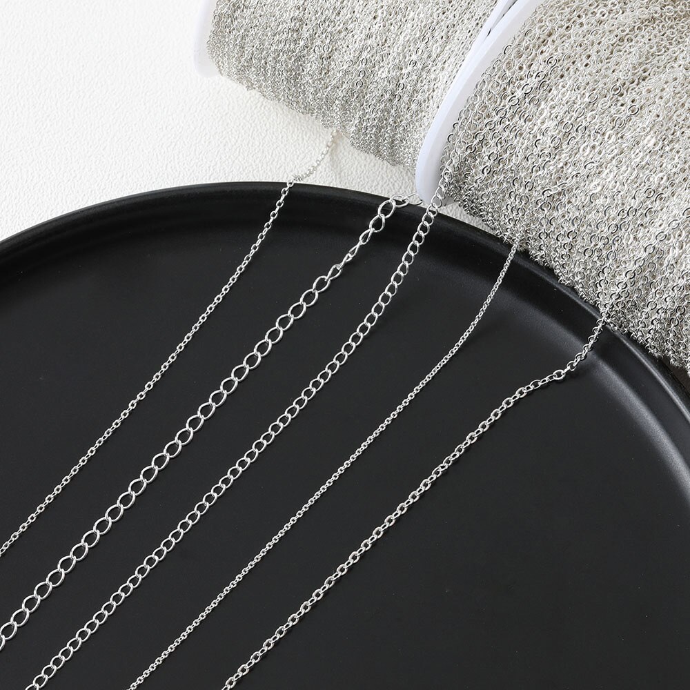 1 Meter 925 versilberte Ketten Armbinde Messingkette für Schmuckherstellung Halskette Diy Ohrringe Zubehör handgemachte Accessoires 39"