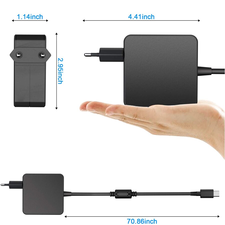 65W PD USB C Notebook Charging Cable Replacement for MacBook Pro, Lenovo, ASUS, Acer, Dell, Xiaomi Air, Huawei Matebook, HP