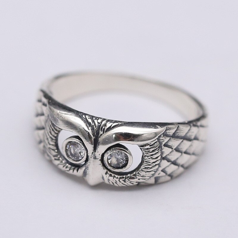 Vintage Dier Uil Tiger Snuiven Gouden Ringen Voor Mannen Punk Dominante Straat Hip-Hop Verstelbare Ring Voor Vrouwen sieraden: 206-White