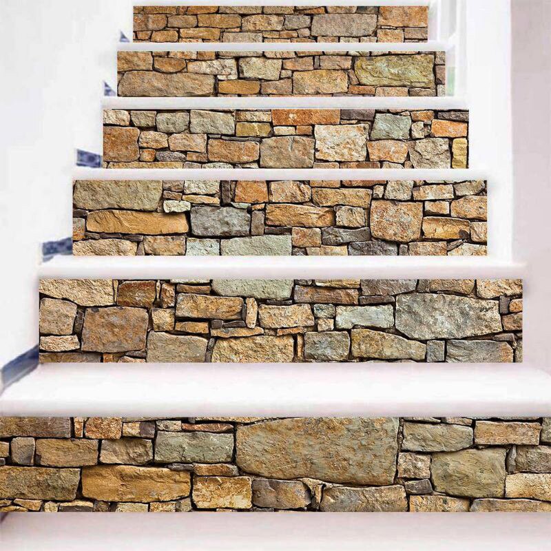 Escadaria de Pedra 6 Pçs/set 3D Stairway Riser Escada Piso Etiqueta Auto Adesiva DIY Decalque Da Parede Do PVC Multi Pacote-peça À Prova D' Água