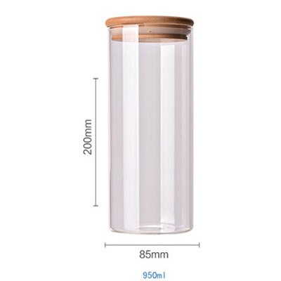 Lagertank mat container bambus dekket høy borosilikat mat forseglet glass tank kjøkken diverse korn lagertank: 9