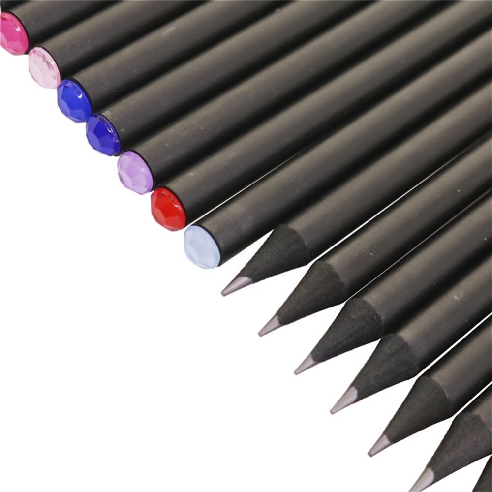 100 pcs HB Diamond Color Pencil Black Refill Stationery Supplies Drawing Supplies Cute Wooden Pencil