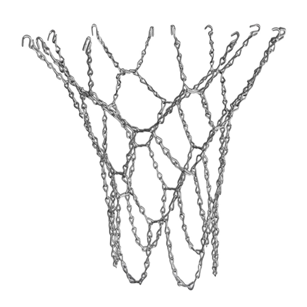 Rustfrit basketballkæde netto heavy duty metal kæde udskiftning fælgramme til indendørs udendørs: Sølv